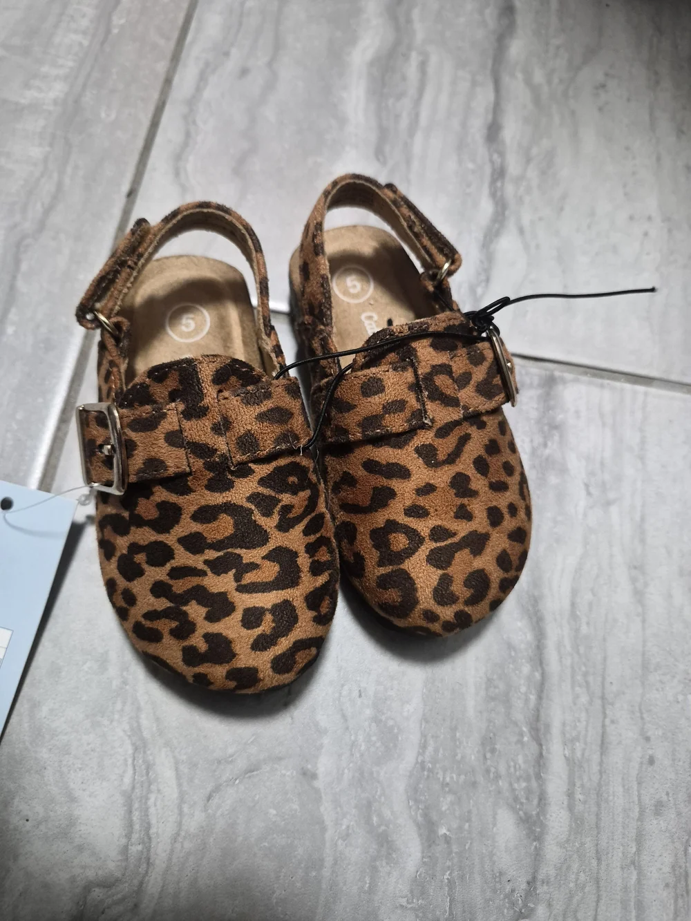 Cat & Jack Leopard Print Mary Jane Sandals - Brown & Black SZ 5